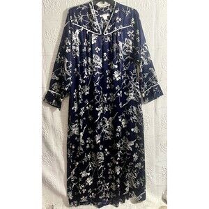 Vintage Christian Dior Nightgown Blue White Floral Silky Stunning Size XL